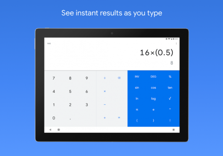 Приложение Google Калькулятор установлено на устройства с Android более 500 млн раз