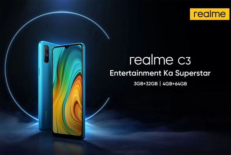 Realme C3: смартфон с 6,5' экраном HD+, чипом Helio G70 и мощным аккумулятором