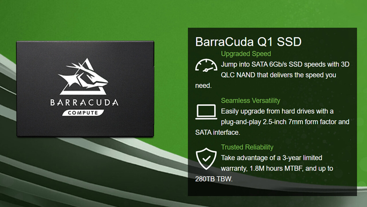 Seagate представила SSD-накопители BarraCuda Q1 вместимостью 480 и 960 Гбайт