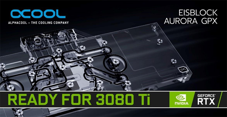 Alphacool предложит водоблок Eisblock Aurora GPX для видеокарт GeForce RTX 3080 Ti