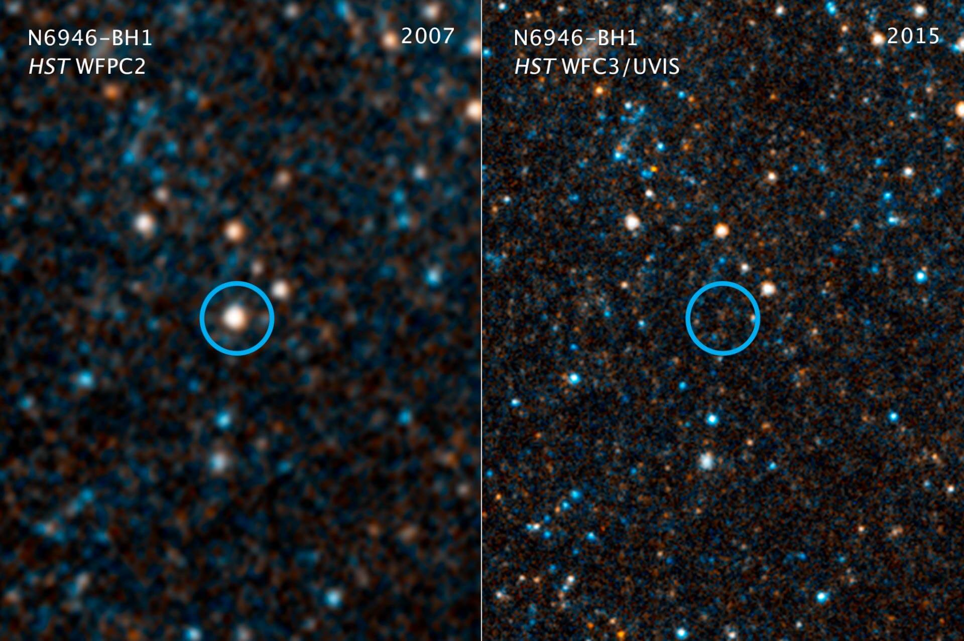 Звезда коллапсирует в черную дыру прямо перед объективом Hubble