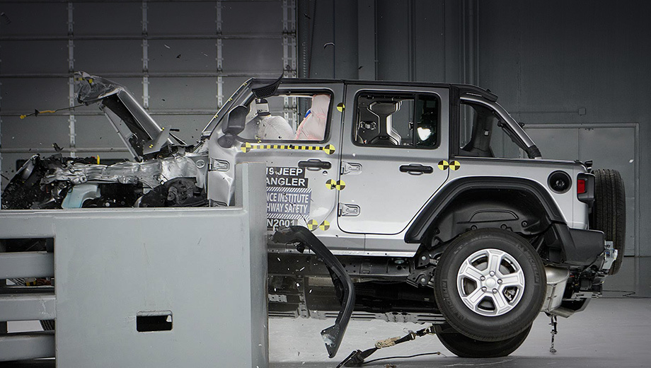 Jeep Wrangler дважды опрокинулся на краш-тестах IIHS