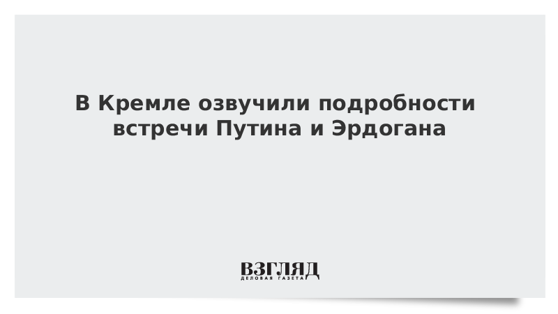 В Кремле озвучили подробности встречи Путина и Эрдогана