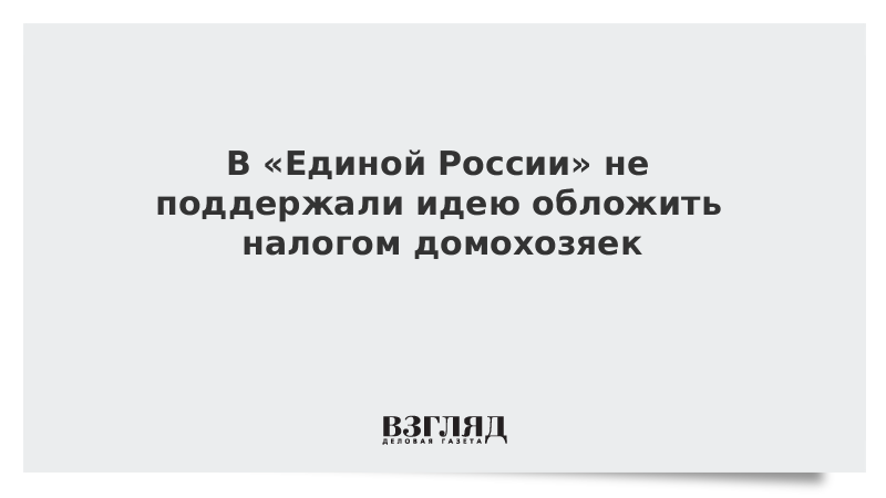 В «Единой России» не поддержали идею обложить налогом домохозяек