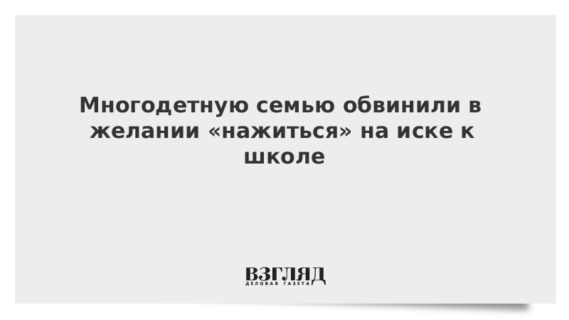 Многодетную семью обвинили в желании «нажиться» на иске к школе