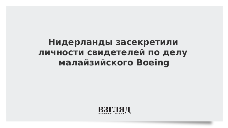 Нидерланды засекретили личности свидетелей по делу малайзийского Boeing