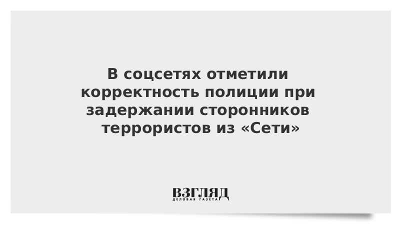 В соцсетях отметили корректность полиции при задержании сторонников террористов из «Сети»