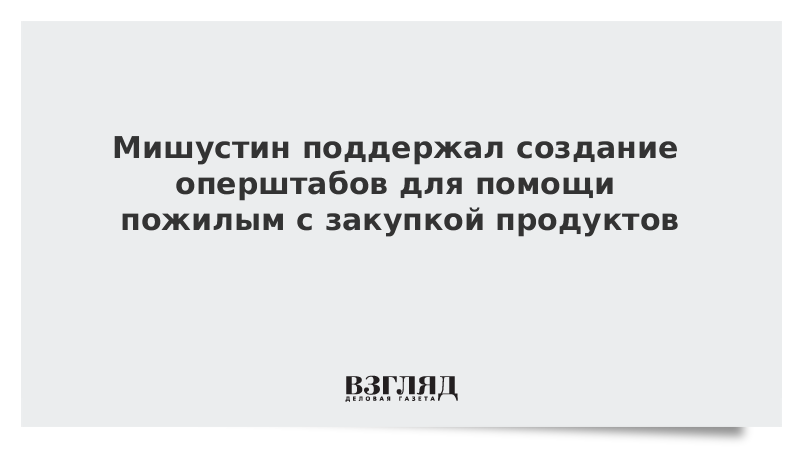 Мишустин поддержал создание оперштабов для помощи пожилым с закупкой продуктов