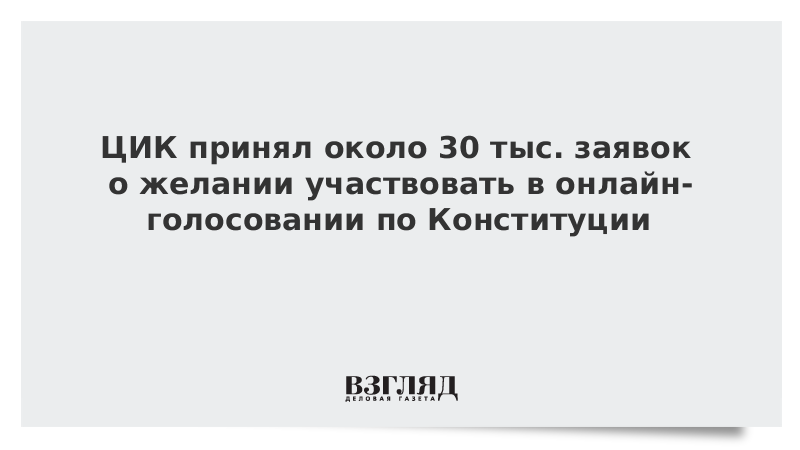 ЦИК принял 30 тыс. заявок от желающих участвовать в онлайн-голосовании по Конституции