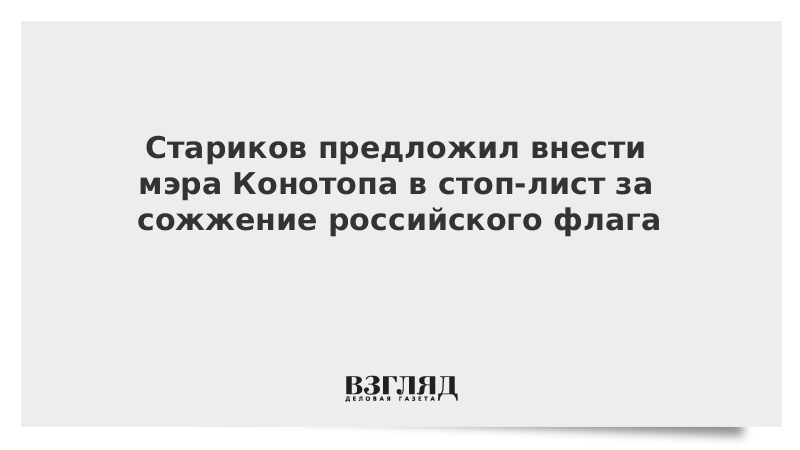 Стариков предложил внести мэра Конотопа в стоп-лист за сожжение российского флага