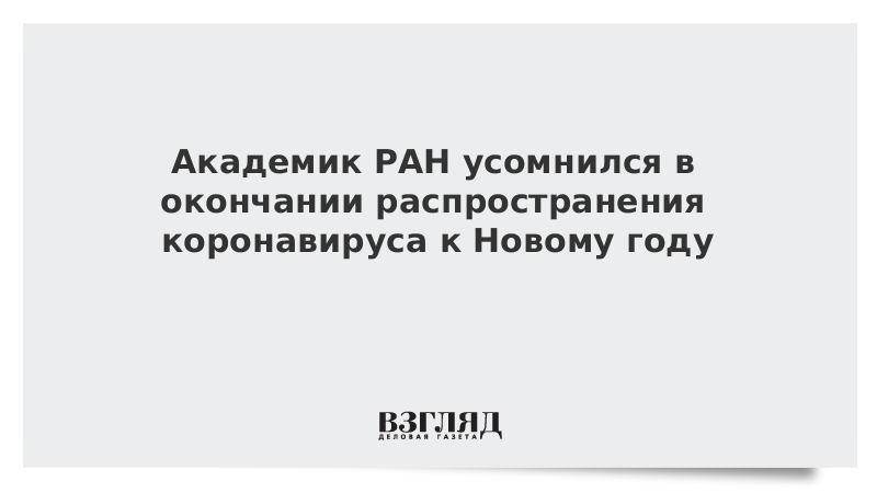 Академик РАН усомнился в окончании распространения коронавируса к Новому году