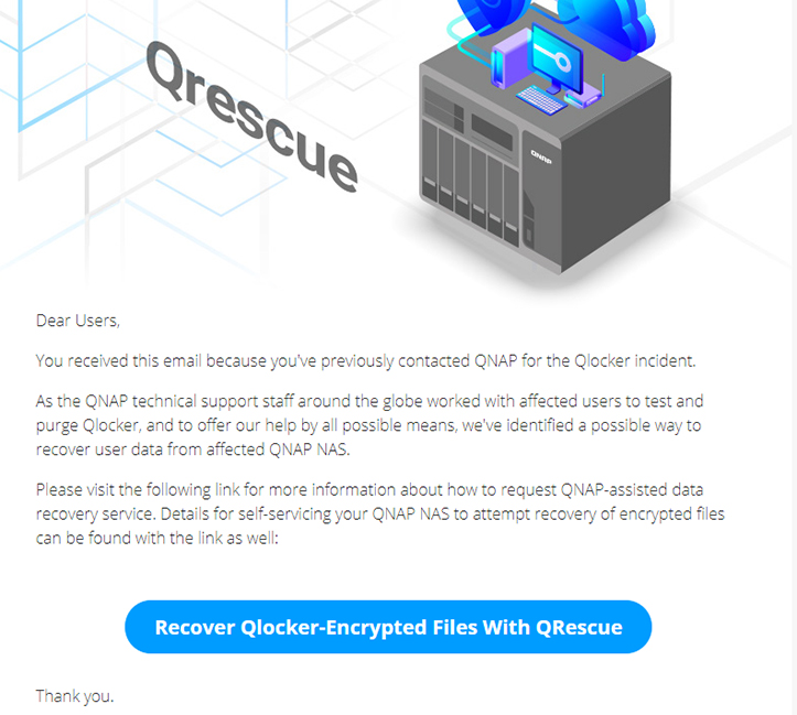 QNAP предложила процедуру восстановления данных после атаки Qlocker