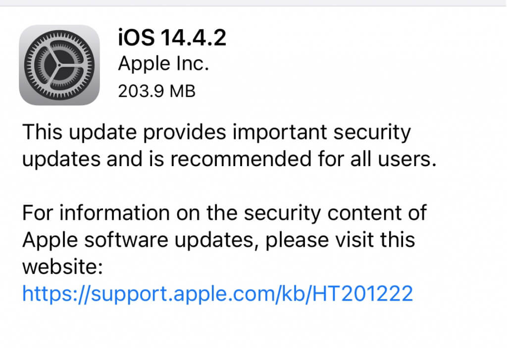 Apple выпустила важные обновления безопасности iOS 14.4.2 и iPadOS 14.4.2