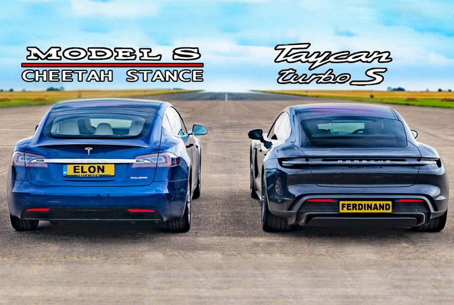 Дрэг-гонка: обновленная Tesla Model S против Porsche Taycan Turbo S