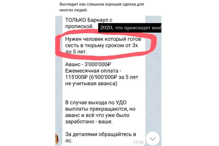 «Нужен человек, готовый сесть в тюрьму за 10 млн руб»: В Барнауле ищут «козла отпущения»