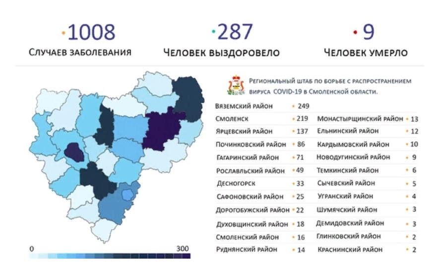 Смоленск «догоняет» Вязьму по числу зараженных коронавирусом