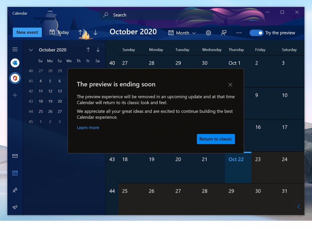 Microsoft скоро прекратит тестирование новой версии «Календаря» для Windows 10