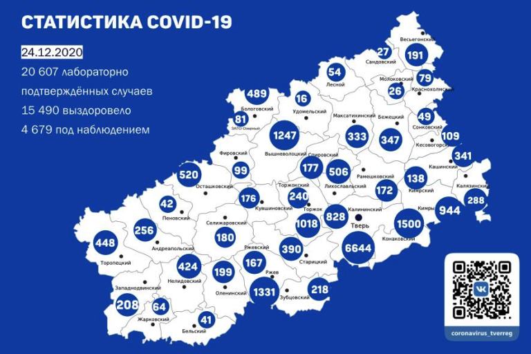 Новые случаи коронавируса зарегистрированы в 27 районах Тверской области