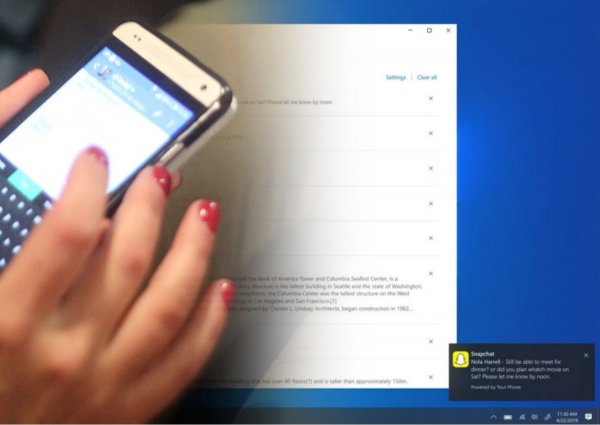 Windows 10 сможет показывать уведомления с Android-смартфонов
