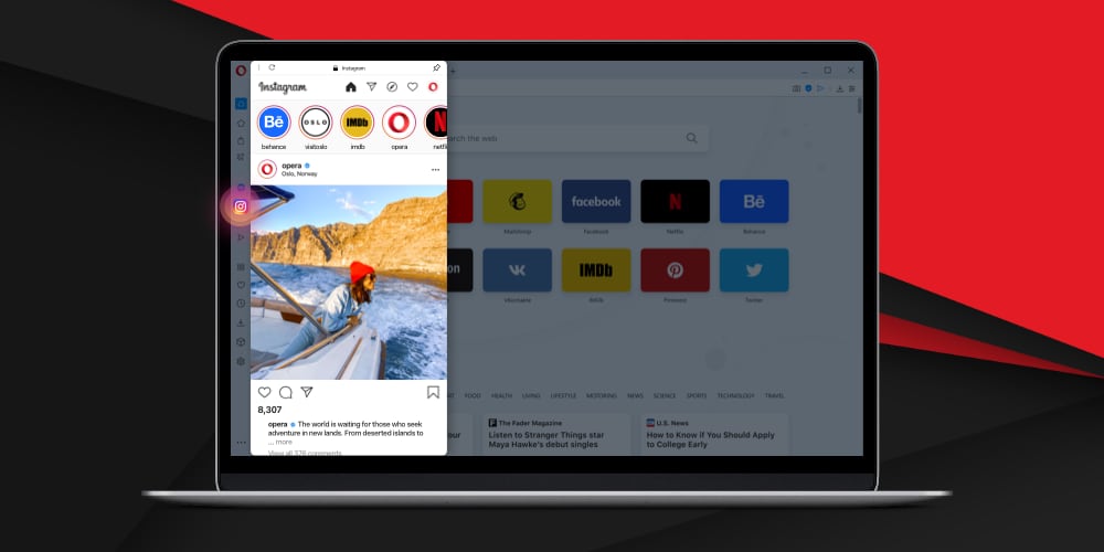 В браузере Opera появился быстрый доступ к Instagram