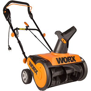 Электрический снегоуборщик Worx WG450E 1600 Вт: модель с колесами без электропривода для чистки ровных поверхностей