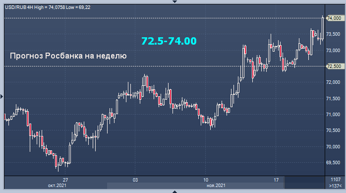 Курс доллар к рублю вырос до 74