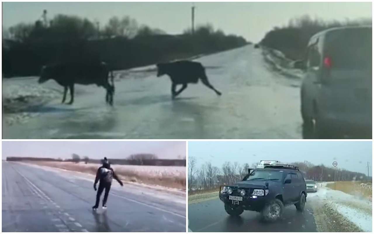 Гололед в Приморье парализовал дороги. А жители шутят