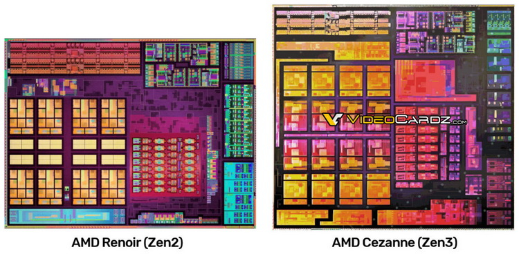 Опубликовано изображение кристалла мобильных процессоров AMD Cezanne на Zen 3 — чип стал больше, чем у Renoir