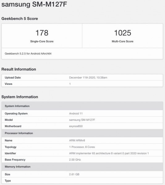 Samsung Galaxy M12-in xüsusiyyətləri açıqlandı