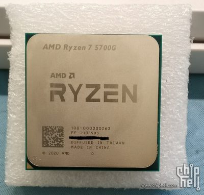 AMD Ryzen 7 5700G: фотография и тестовые результаты в CPU-Z и Cinebench R20