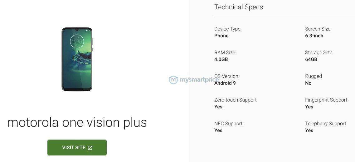 Motorola One Vision Plus выйдет с 6,3-дюймовым дисплеем