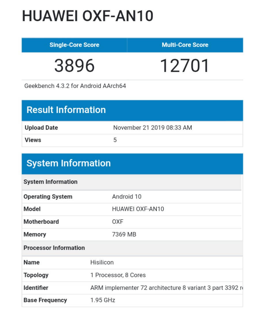 Honor V30 Pro на базе Kirin 990 5G протестировали в AnTuTu и Geekbench