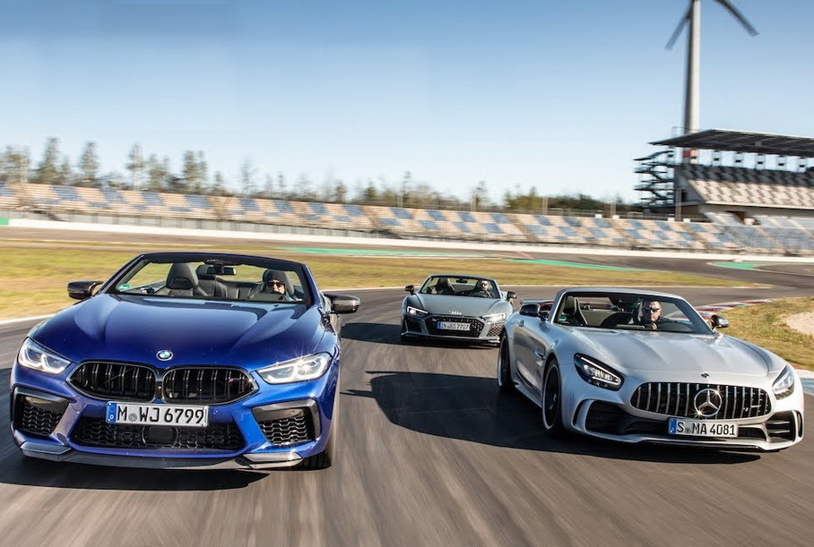 Видео: Audi R8, BMW M8 и Mercedes-AMG GT R сразились на гоночной трассе