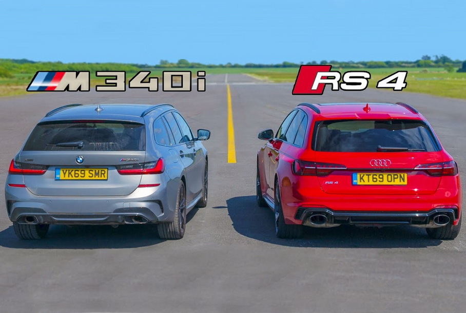 Видео: универсалы Audi RS4 и BMW M340i xDrive сразились в дрэге